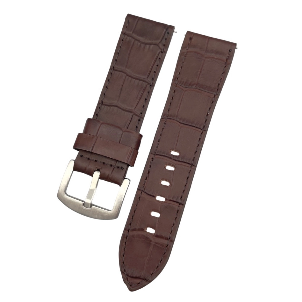 24 mm Spor S Kroko Brown Leather Watch Strap